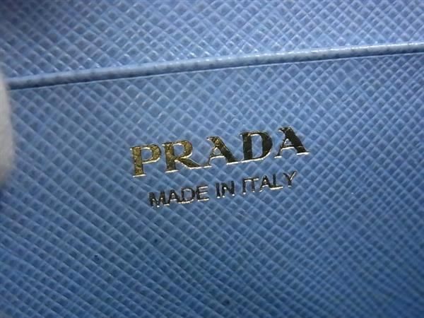 1 иен # прекрасный товар # PRADA Prada кожа футляр для карточек карта inserting футляр для визитных карточек женский голубой серия FC0020
