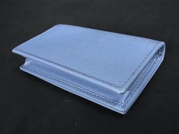 1 иен # прекрасный товар # PRADA Prada кожа футляр для карточек карта inserting футляр для визитных карточек женский голубой серия FC0020