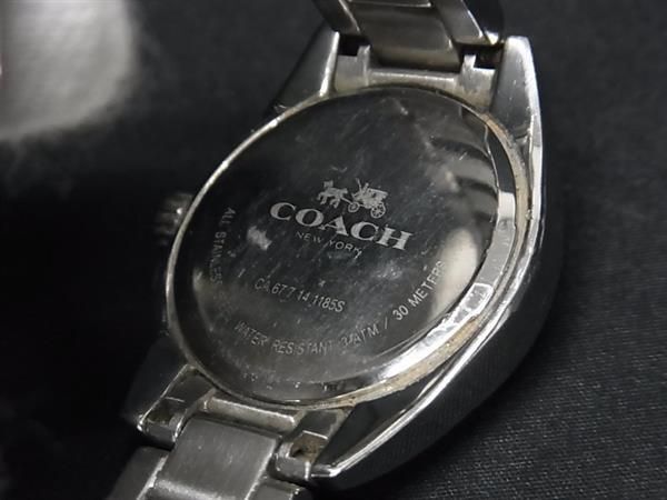 1円 ■稼働品■ COACH コーチ SS クォーツ 3気圧防水 腕時計 ウォッチ メンズ レディース シルバー系 DA6786の画像4