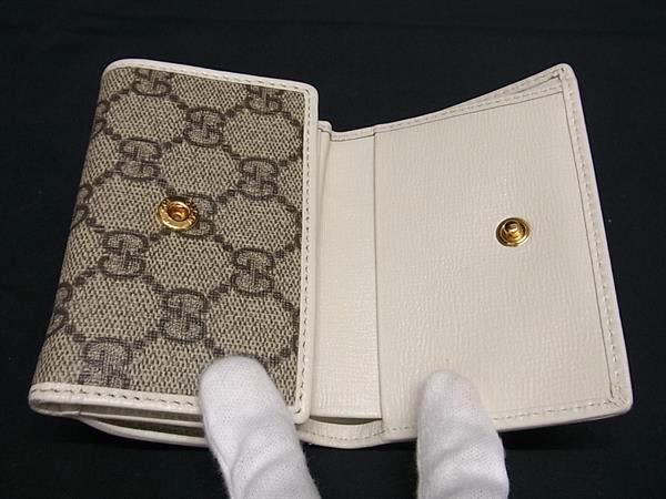 1円 ■美品■ GUCCI グッチ 644462 GG柄 ホースビット PVC×レザー 三つ折り 財布 ウォレット レディース アイボリー系 FA4456_画像3