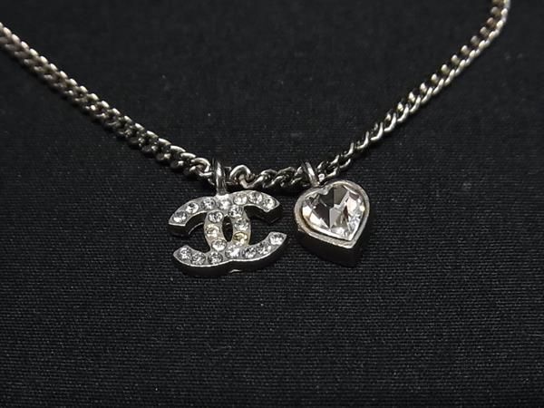 1 jpy # beautiful goods # CHANEL Chanel here Mark 06P rhinestone necklace pendant accessory lady's silver group FA5344