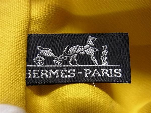 1 иен # прекрасный товар # HERMES Hermes хлопок 100% серебряный металлические принадлежности мульти- кейс косметичка бардачок женский мужской оттенок желтого FA5819
