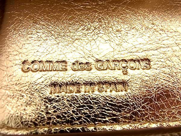 1円 ■美品■ COMME des GARCONS コム デ ギャルソン レザー ラウンドファスナー 二つ折り 財布 ウォレット ゴールド系 BJ2824