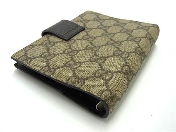 1円 ■美品■ GUCCI グッチ 115240 0416 GG柄 PVC×レザー 6穴式 手帳カバー スケジュール帳 ステーショナリー ブラウン系 AX6318_画像2