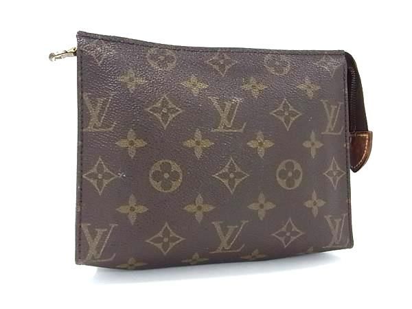 1円 LOUIS VUITTON ルイヴィトン M47544 モノグラム ポシェットトワレット19 マルチケース ポーチ 小物入れ ブラウン系 AY2123_画像1