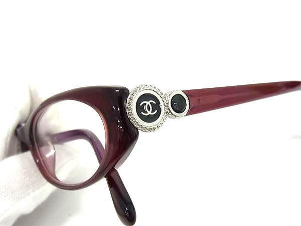 1円 ■美品■ CHANEL シャネル 3201-A c.539 53□16 135 ココマーク メガネ 眼鏡 レディース ボルドー系 FA6324_画像3