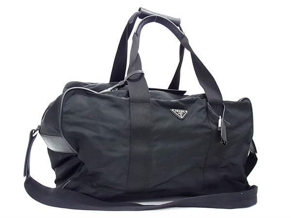 1 jpy # beautiful goods # PRADA Prada te Hsu to nylon Boston bag travel bag traveling bag men's lady's black group AZ2389