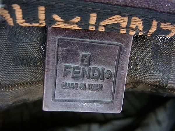 1円 FENDI フェンディ ズッカ柄 ナイロンキャンバス×レザー トートバッグ ハンドバッグ レディース ブラウン系 FC2848の画像6