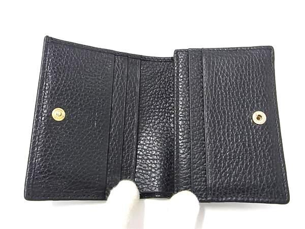 1円 ■美品■ GUCCI グッチ 456126 0416 GGマーモント レザー 二つ折り ミニ財布 コンパクウォレット ブラック系 FC4124の画像3