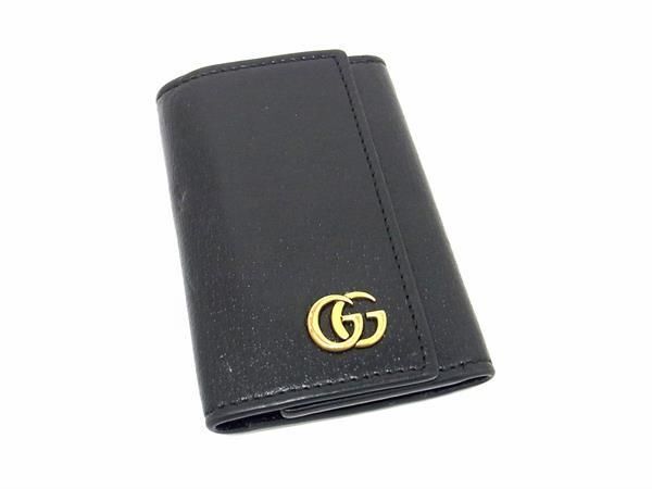 1円 ■美品■ GUCCI グッチ GGマーモント レザー 6連キーケース 鍵入れ レディース メンズ ブラック系 AW5875の画像1