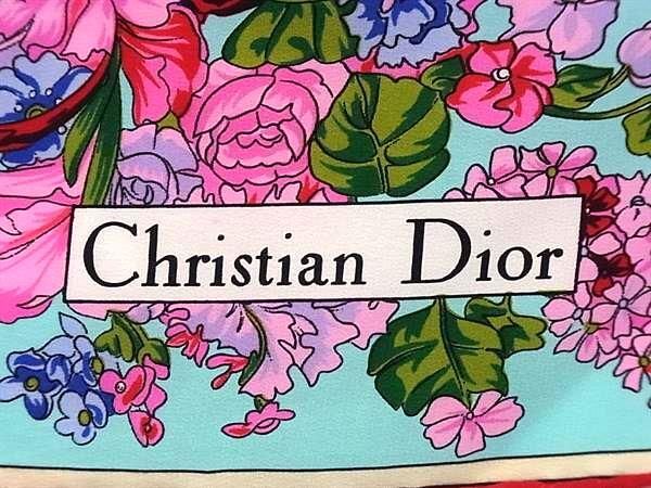 1円 ■美品■ ChristianDior クリスチャンディオール シルク100% フラワー 花柄 スカーフ ストール ショール アイボリー系 FA5501の画像4