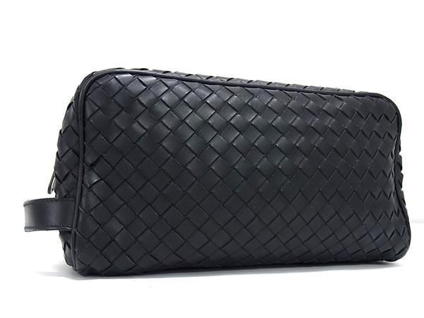 1円 ■美品■ BOTTEGA VENETA ボッテガヴェネタ イントレチャート レザー クラッチバッグ セカンドバッグ ポーチ ブラック系 AY1942の画像1