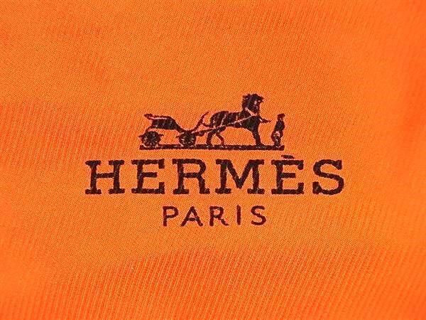 1円 ■美品■ HERMES エルメス ロザンジュ シルク100% ストライプ ひし形 スカーフ ショール レディース オレンジ系 BJ2910の画像4