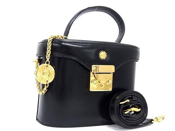 1 jpy # ultimate beautiful goods # VERSACE Versace sun Burst leather 2WAY Cross body shoulder bag handbag black group AY1939