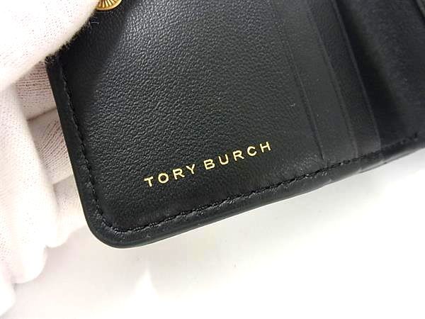 1 jpy # ultimate beautiful goods # TORY BURCH Tory Burch leather folding twice purse wallet . inserting change purse . lady's men's black group BL0228