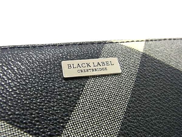 1円 ■美品■ BLACKLABEL CRESTBRIDGE ブラックレーベル クレストブリッジ PVC チェック柄 ラウンドファスナー 長財布 ブラック系 BL0179の画像5
