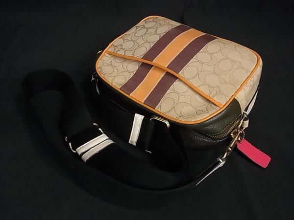 1 jpy # ultimate beautiful goods # COACH Coach 1912tempsi- camera bag signature canvas × leather shoulder bag beige group FA6094