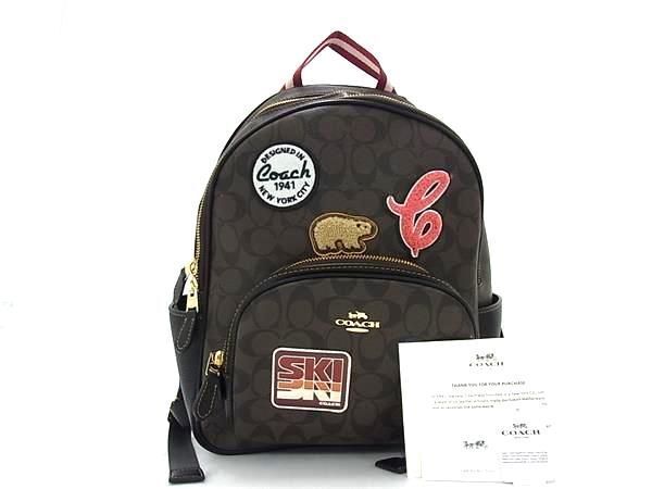 1 jpy # new goods # unused # COACH Coach CE595 ski patch signature PVC rucksack Day Pack lady's brown group FA6267