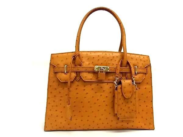 1 иен # первоклассный # подлинный товар # превосходный товар # Ostrich Birkin type katena ручная сумочка большая сумка женский оттенок желтого FA6087