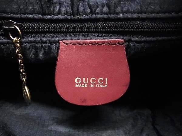 1円 GUCCI グッチ 001 1638 2615 バンブー スエード✕レザー ワンハンドル ハンドバッグ レディース レッド系 AZ1865の画像6