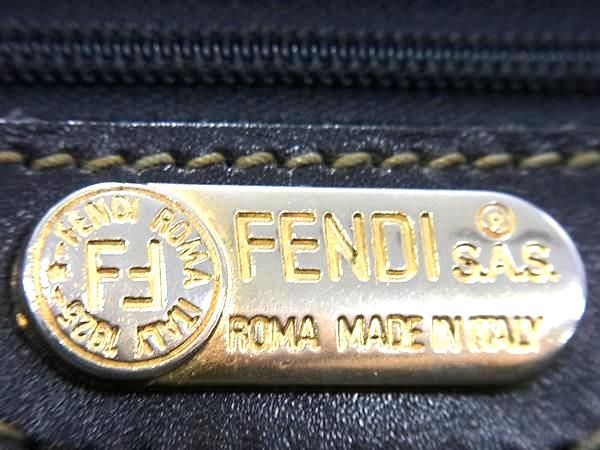 1円 FENDI フェンディ ヴィンテージ ペカン柄 PVC×レザー ハンドバッグ レディース ブラウン系×ブラック系 BI2123の画像6