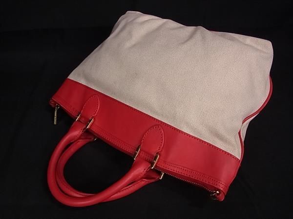 1 jpy # beautiful goods # TORY BURCH Tory Burch canvas × leather 2WAY Cross body handbag tote bag shoulder beige group BK1151