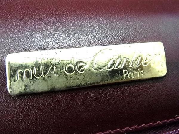 1円 Cartier カルティエ マストライン レザー ビジネスバッグ ブリーフケース ハンドバッグ メンズ レディース ボルドー系 AY2225の画像6