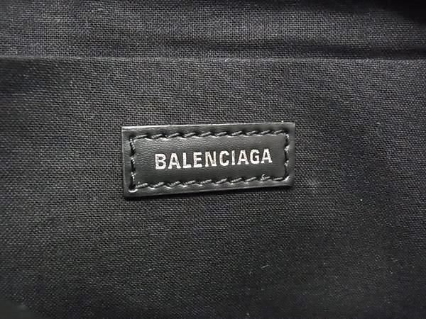 1 иен # прекрасный товар # BALENCIAGA Balenciaga 373834 темно-синий зажим парусина × кожа клатч ручная сумочка оттенок черного BG7849