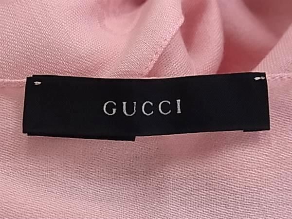 1 иен # прекрасный товар # GUCCI Gucci GG рисунок шерсть × шелк бахрома шарф палантин шаль женский розовый серия FC4470