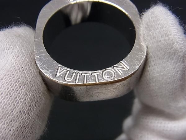 1円 ■美品■ LOUIS VUITTON ルイヴィトン M65340 バーグ メタル エ ボア ウッド リング 指輪 約22号 シルバー系×ブラック系 BG8454の画像3