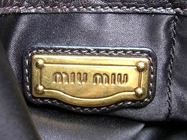 1 иен miumiu MiuMiu кожа ручная сумочка большая сумка плечо плечо .. женский мужской оттенок коричневого BK1215