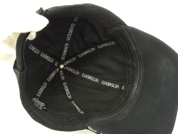 1円 VETEMENS ヴェトモン コットン100％ ベースボールキャップ 帽子 メンズ ブラック系 FA6467_画像3