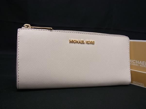 1円 ■新品■未使用■ MICHAEL KORS マイケルコース レザー L字ファスナー 長財布 ウォレット 札入れ 小銭入れ ホワイト系 AW7547の画像1