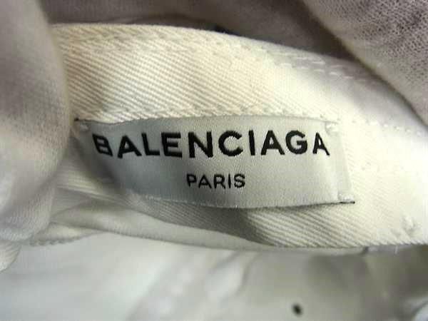 1円 ■美品■ BALENCIAGA バレンシアガ コットン100% ベースボールキャップ 帽子 表記サイズ L 58 メンズ レディース ホワイト系 FD0213の画像4