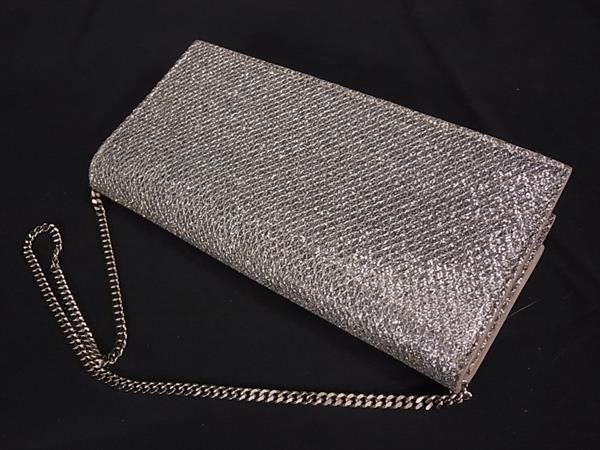 1円 ■美品■ JIMMY CHOO ジミーチュウ フィエ グリッター ラメ 2WAY ショルダーバッグ クラッチバッグ 肩掛け ゴールド系 BI2147の画像3