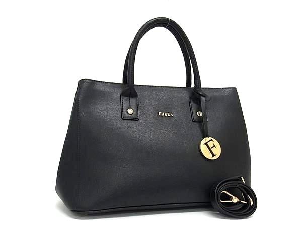 1 jpy # beautiful goods # FURLA Furla Linda leather 2WAY tote bag handbag shoulder bag shoulder .. bag lady's black group FB0577