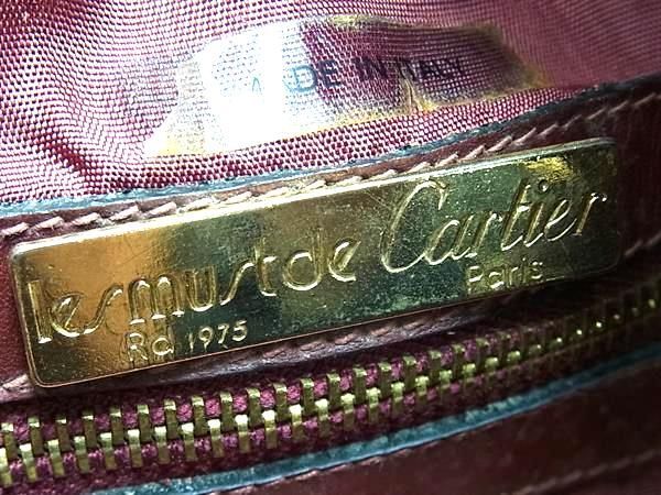 1円 ■美品■ Cartier カルティエ マストライン レザー ハンドバッグ ボストンバッグ トート レディース メンズ ボルドー系 AY2427の画像6