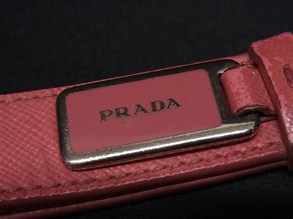 1円 PRADA プラダ サフィアーノレザー キーリング キーホルダー チャーム メンズ レディース ピンク系 AW8231の画像3