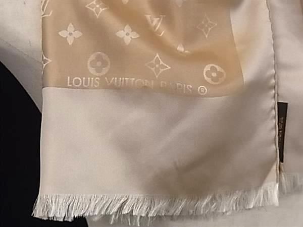 1円 ■美品■ LOUIS VUITTON ルイヴィトン M71051 モノグラム エシャルプ カプリ シルク100% スカーフ ストール ベージュ系 AX5249の画像2