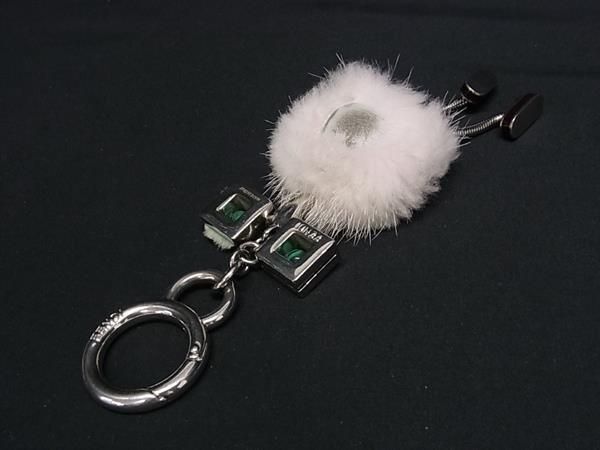 1 jpy # beautiful goods # FENDI Fendi fur key holder strap charm lady's silver group × pink series AZ1350