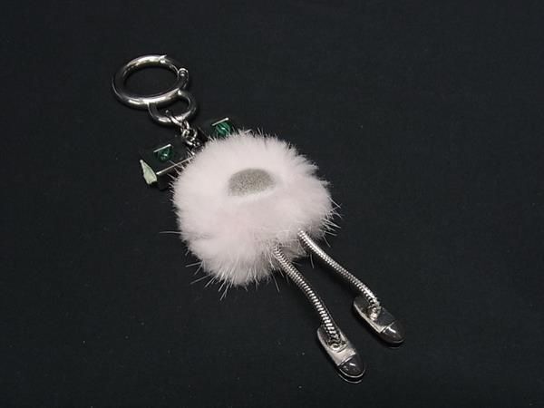 1 jpy # beautiful goods # FENDI Fendi fur key holder strap charm lady's silver group × pink series AZ1350