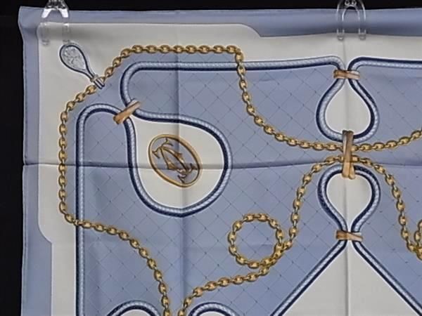 1 jpy # as good as new # Cartier Cartier silk 100% total pattern large size scarf stole shawl lady's light blue series AW7826