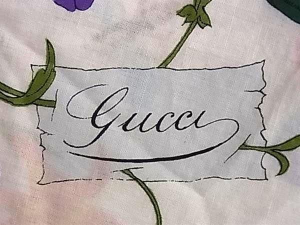 1 иен GUCCI Gucci флора хлопок 100% цветок цветочный принт насекомое рисунок шарф палантин шаль слоновая кость серия × многоцветный AX5715