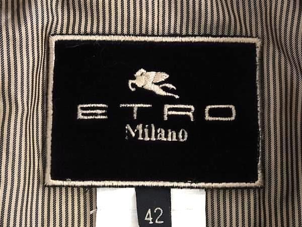 1円 ETRO エトロ ウール×シルク ジャケット アウター 上着 サイズ 42 洋服 レディース ブラウン系×マルチカラー AX6118の画像3