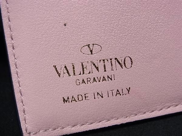 1円 VALENTINO GARAVANI ヴァレンティノ ガラヴァーニ ロックスタッズ レザー 三つ折り 財布 ウォレット レディース ピンク系 AW5833の画像7