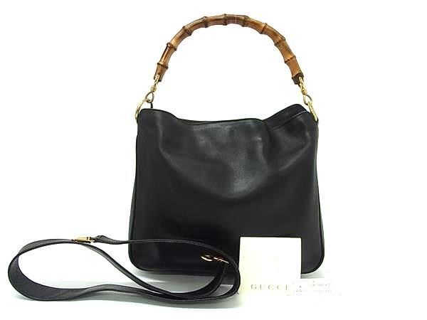 1 иен GUCCI Gucci 001 2113 1638 bamboo кожа 2WAY Cross корпус ручная сумочка плечо наклонный .. оттенок черного AW8869