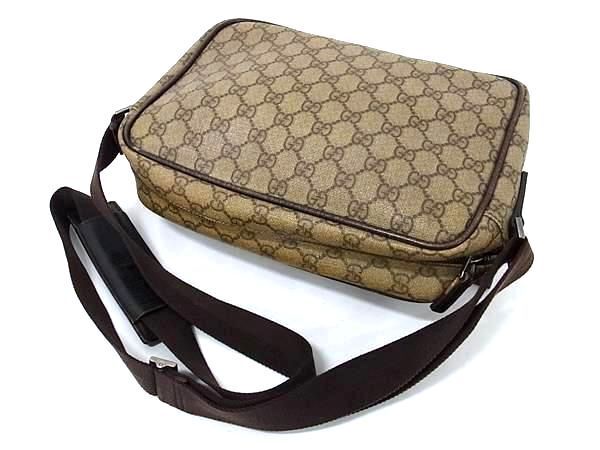 1円 GUCCI グッチ 114531 GG柄 GGスプリーム PVC クロスボディ ショルダーバッグ 斜め掛けかばん レディース ブラウン系 AY2580_画像3