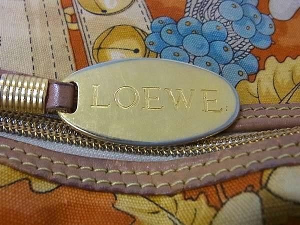 1円 LOEWE ロエベ キャンバス 総柄 リュックサック バックパック デイパック レディース オレンジ系 AY2579の画像6