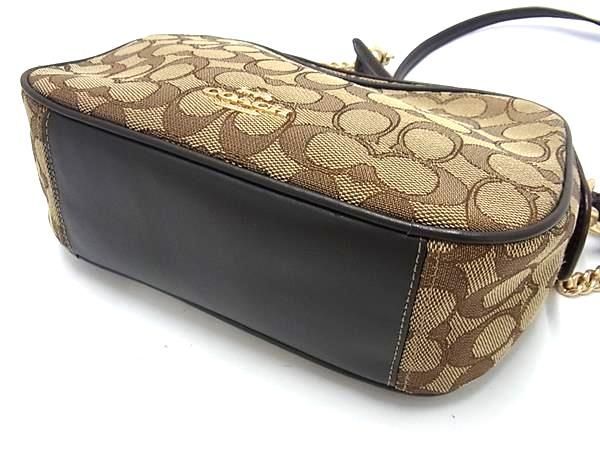 1 jpy # ultimate beautiful goods # COACH Coach F28959 signature canvas × leather shoulder bag pochette diagonal .. brown group AZ3058