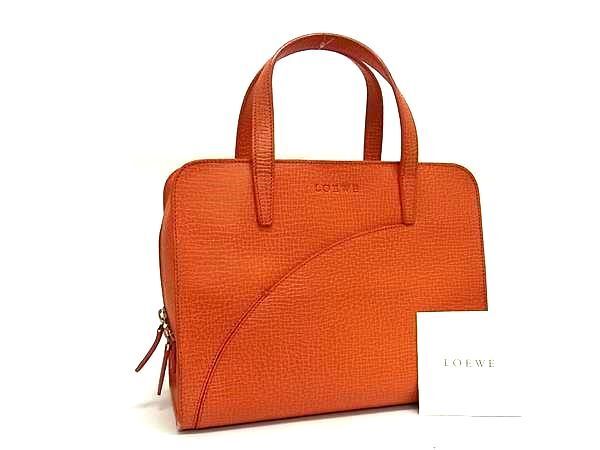 1 иен # как новый # LOEWE Loewe кожа ручная сумочка большая сумка женский orange серия EA2244